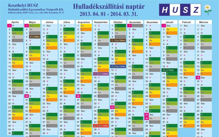 Megjelent az új hulladékszállítási naptár