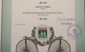 Kerékpárosbarát település címet nyert Hévíz
